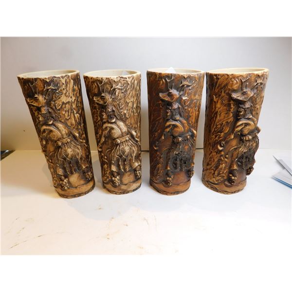 518.  4 FAUX BAMBOO VASES