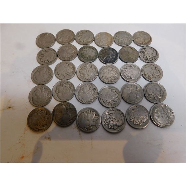 520.  LOT OF 30 BUFFALO NICKELS