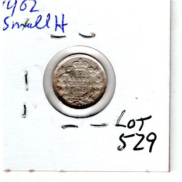 529.  1902 SMALL H FIVE CENT EDWARD VII