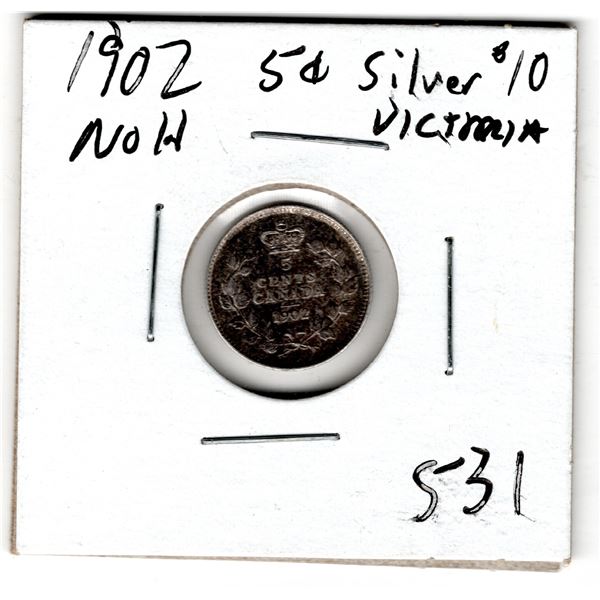 531.  1902 NO H FIVE CENT EDWARD VII