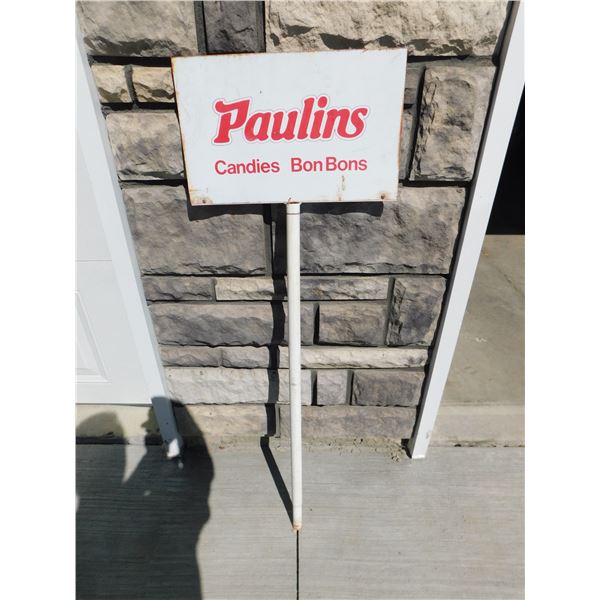 549.  PAULINS METAL CANDY SIGN, TWO SIDES