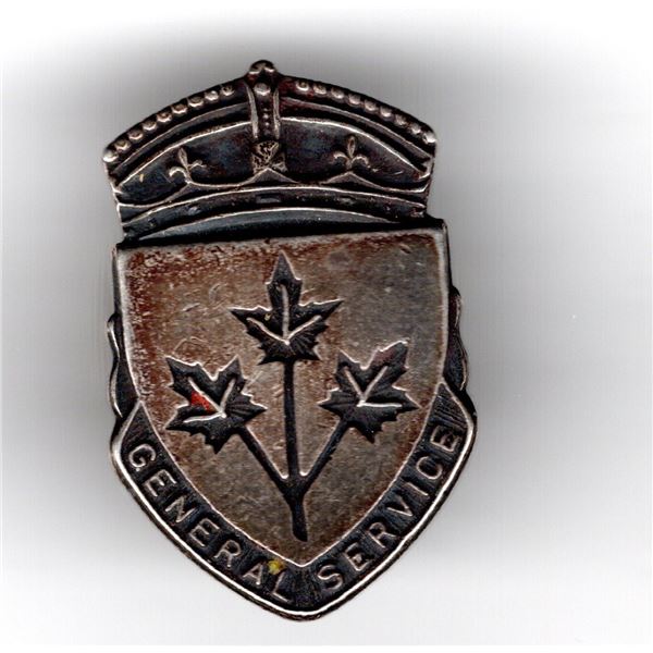 551.  MILITARY GENERAL SERVICE STERLING SILVER SCREW BACK COLLAR PIN, 3.68 G