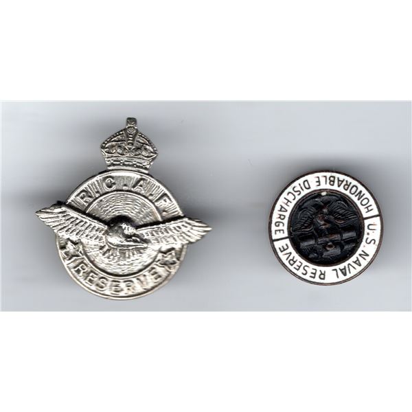 553.  RCAF RESERVE & US NAVAL RESERVE HONOURABLE DISCHARGE PINS