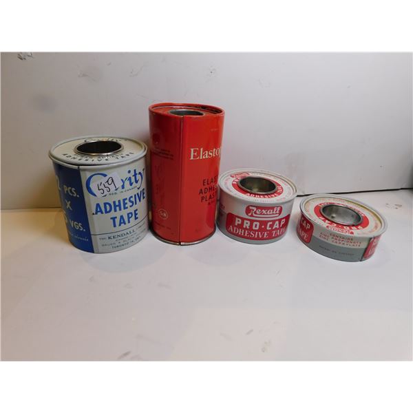 559.  VINTAGE ROLL BANDAGE CONTAINERS METAL