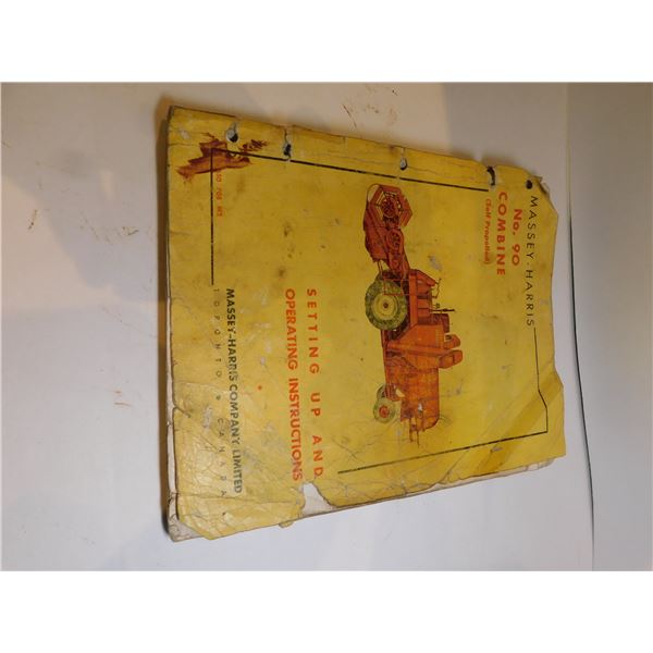 571.  MASSEY HARRIS NO. 90 COMBINE SETTING UP AND OPERATING INSTRUCTIONS