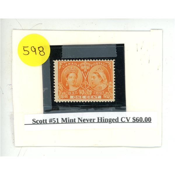 Scott #51 Mint Never Hinged CV $60.00