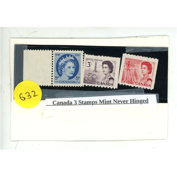 Canada 3 Stamps Mint Never Hinged.