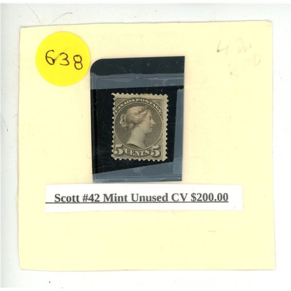 Scott #42 Mint Unused CV $200.00.