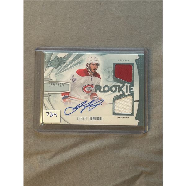 Jarred Tinordi - Autographed Rookie Jersey Hockey Card