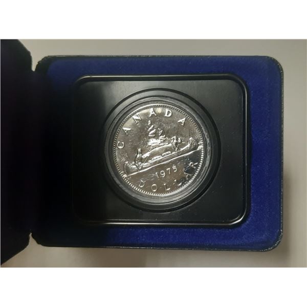 1975 Specimen Nickel Dollar. Housed in its original blue case.