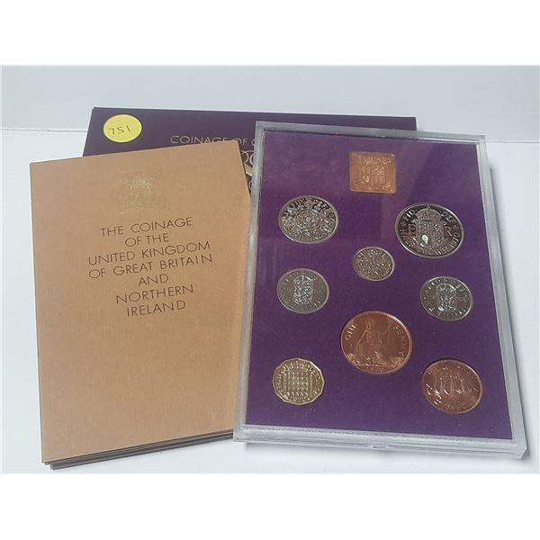 Great Britain. 1970 Last Coinage of Pre-Decimal Coinage from half penny to half crown. Proof. Housed