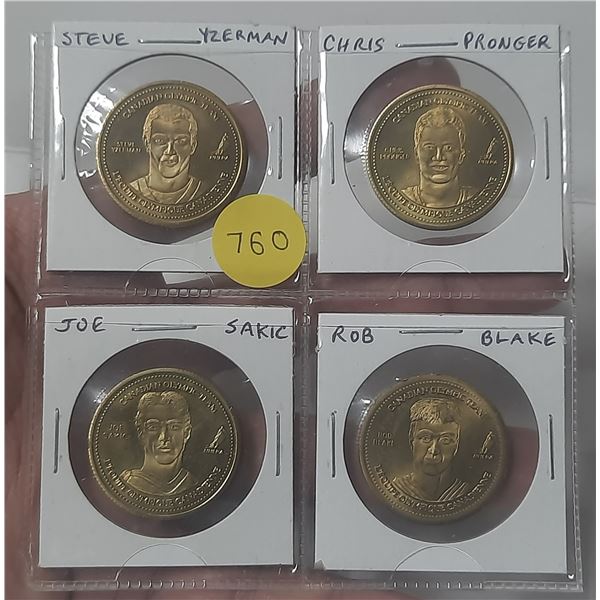 Set of 4 2002 Coca-Cola Hockey medals including Steve Yzerman.