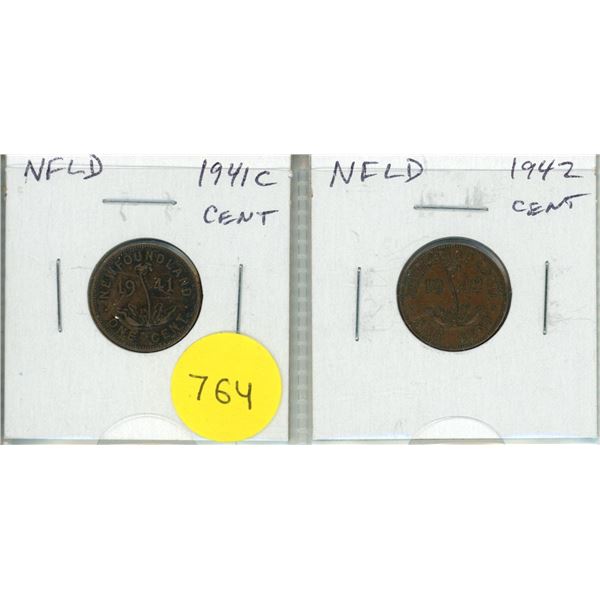 Set of 2 Newfoundland Cents: 1941c and 1942. EF.
