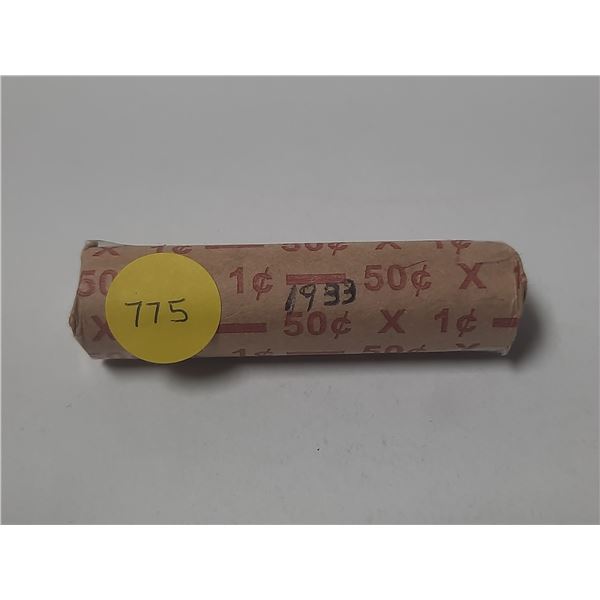 Roll of 50 1933 Canadian Small Cents. King George V.