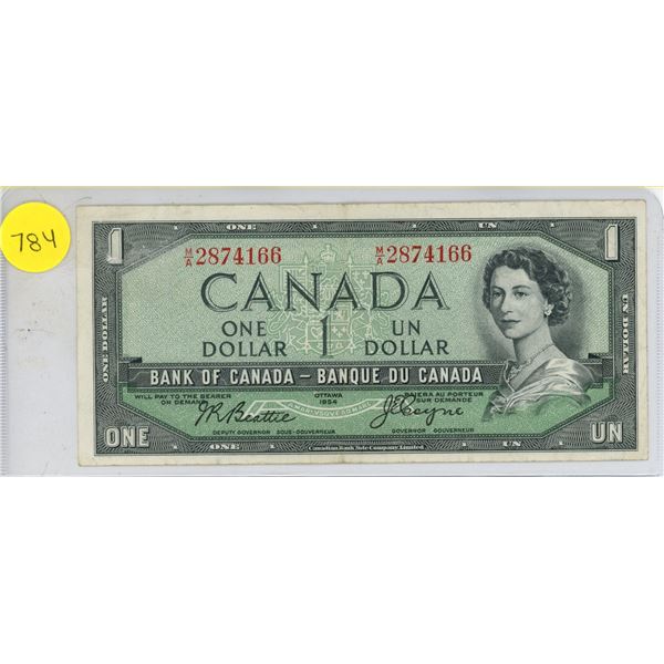 1954  Devil Face Canadian One Dollar.