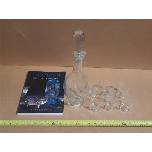 Cornflower Decanter set with 6 Cups and Book