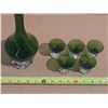 Image 2 : Vintage Green Glass Decantor with 5 Glasses