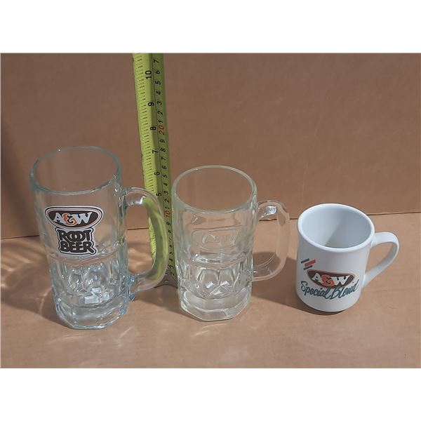 2 "A & W" Mugs + "A & W" Coffee Mug
