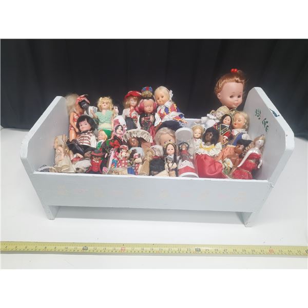 Handmade Wooden Cradle - 40 Dolls from Around the World