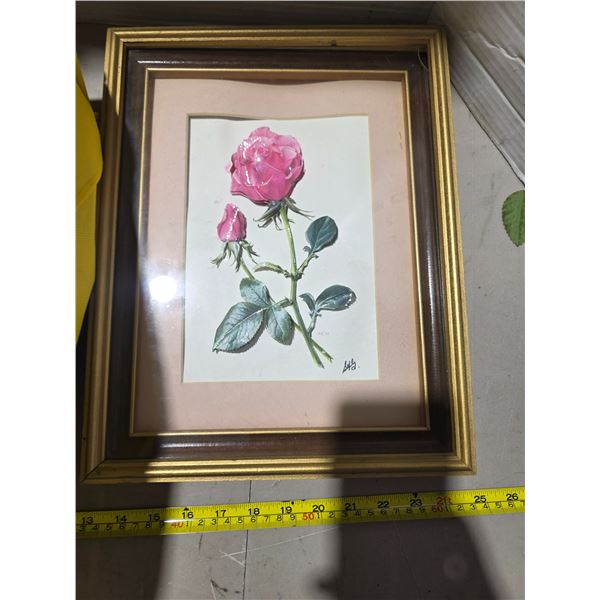 Picture of a rose, wool and crochet art