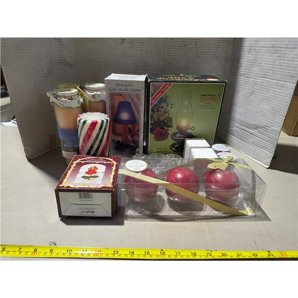 Lot of candles and kerosene lamp