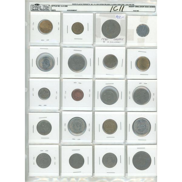 Sheet of Foreign Coins. (Total 20 Coins)