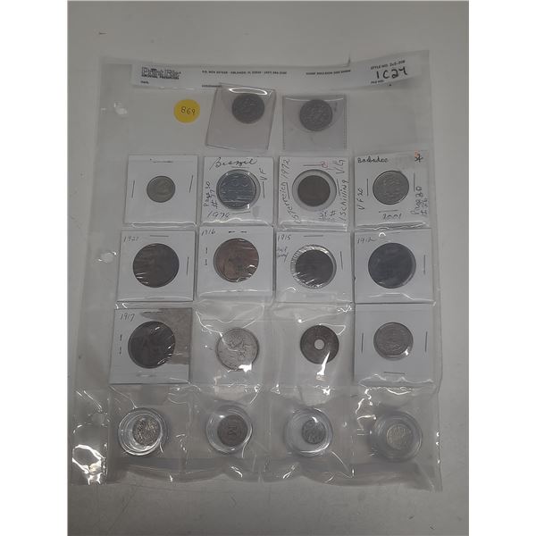Sheet of Foreign Coins. (Total 18  Coins)