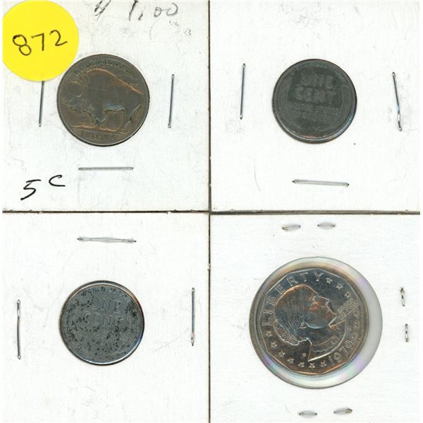 (2) 1943 S U.S.A One Cent, 1979 U.S.A One Dollar and U.S.A Five Cents.