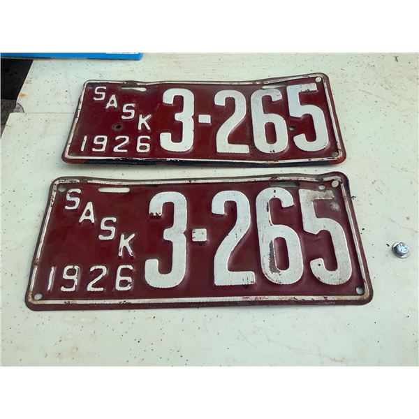 Matched Set of 1926 License Plates
