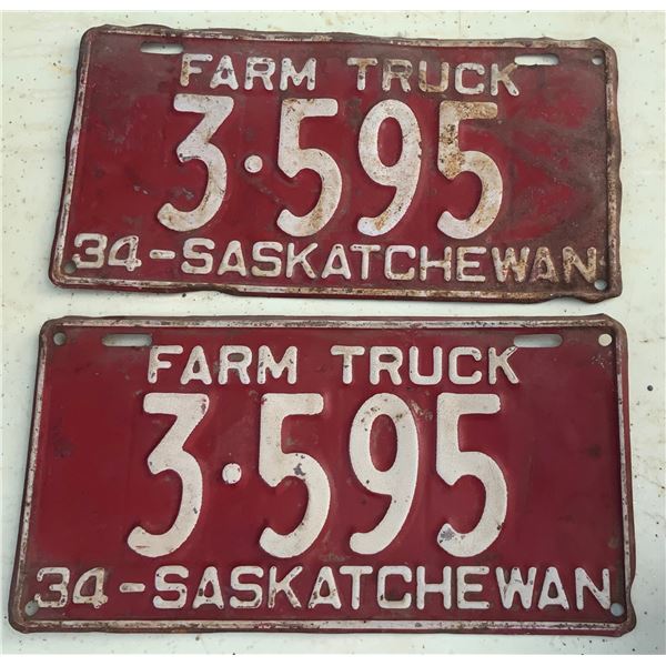 Matched Set of 1934 License Plates