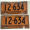 Image 1 : Matched Set of 1936 License Plates