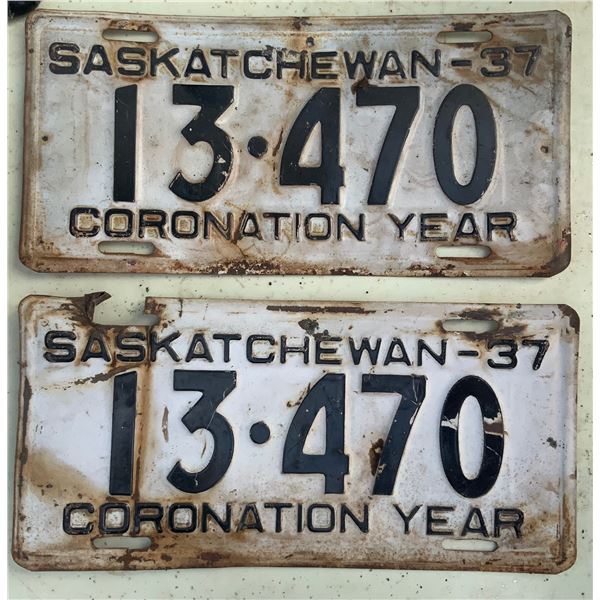 Matching Set of 1937 License Plates