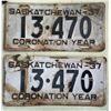 Image 1 : Matching Set of 1937 License Plates