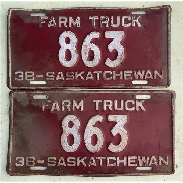 Matching Set of 1938 License Plates