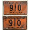 Image 1 : Matching Set of 1939 License Plates