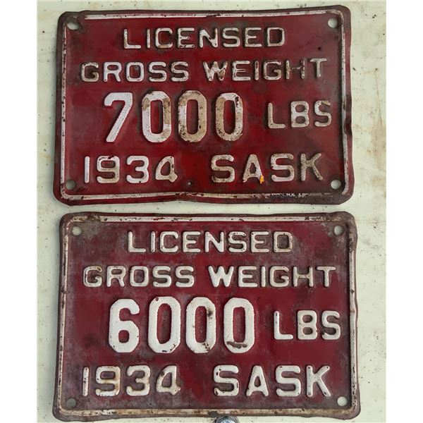 Two 1934 Gross Vehicle Tags