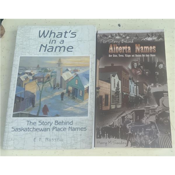 Two Town Name Books. Saskatchewan and Alberta