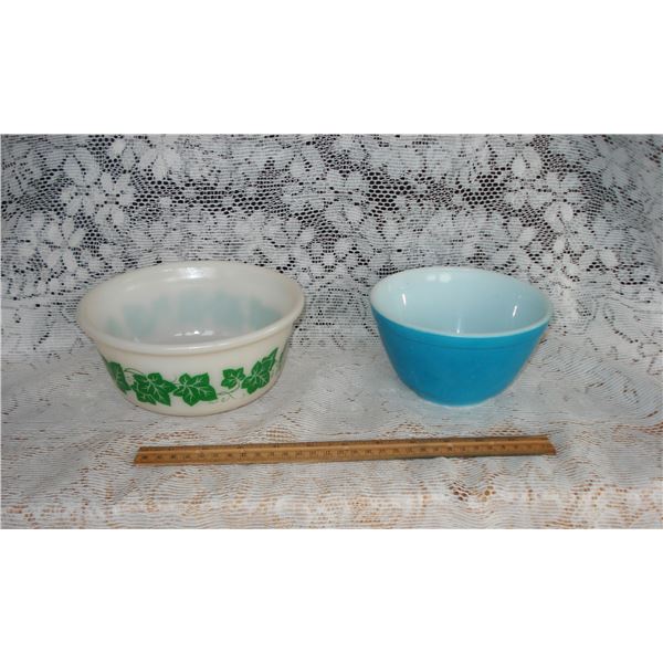 Pair Vintage Mixing Bowls  Blue is Pyrex