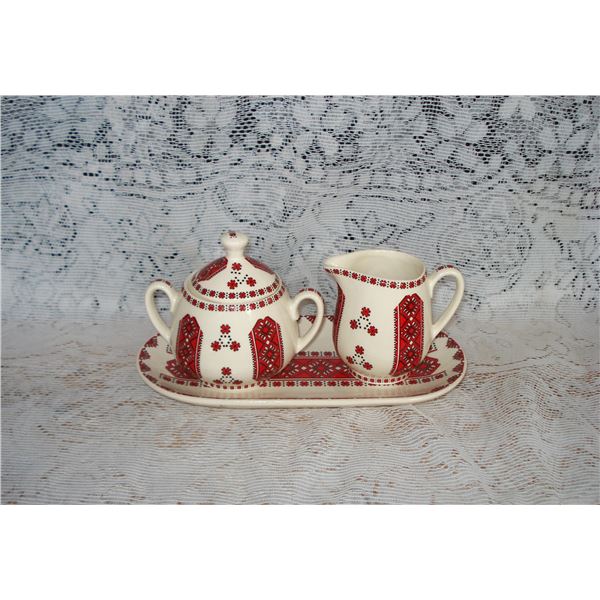 Vintage Ukranian Cream and Sugar Set