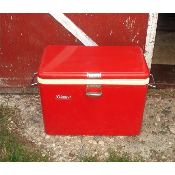 Red Coleman Cooler  Small Dent on Lid    Hard to See but there