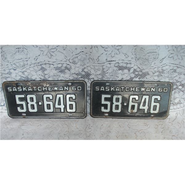 Pair 1960 Saskatchewan Licence Plates