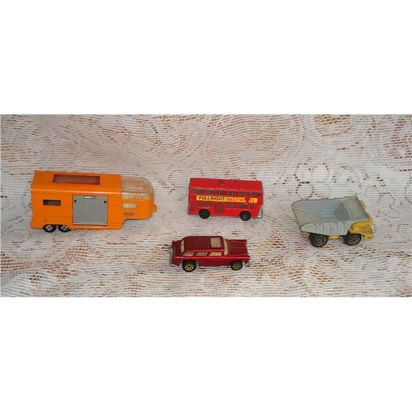 MatchBox Trailer  Hotwheels 1969 Cr  Majorette Dump Truck and Double Decker Bus