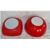 Image 4 : Pair  Red Pyrex  Mixing Bowls