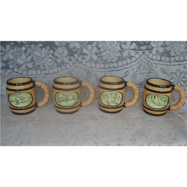 First Nations  Western Themned Hand Made Mugs  Green  Some uneven Glazing