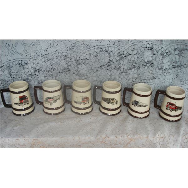 Set of 6 Handmade Ceramic Mugs   Trucks  Some Uneven Glazing