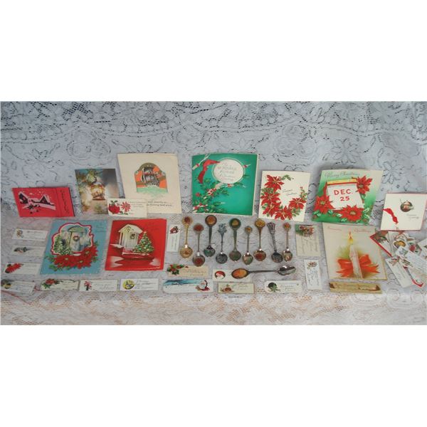 Vintage Uxed Christmas Cards and Xmas Collectible Spoons