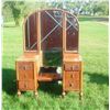 Image 1 : Antique Vanity with 3 Fold Mirror  As Is.  Mirror Needs to be Attached
