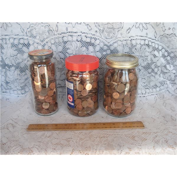 Jars of Misc Pennies