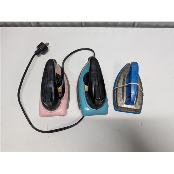 3 Toy Irons  Electric One Gives Heat When Plugged In