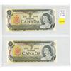 Image 1 : Set of 2 Consecutive Serial Numbers 1973 $1 notes. Lawson-Bouey signatures. AFZ Prefix. BC-46a-i.